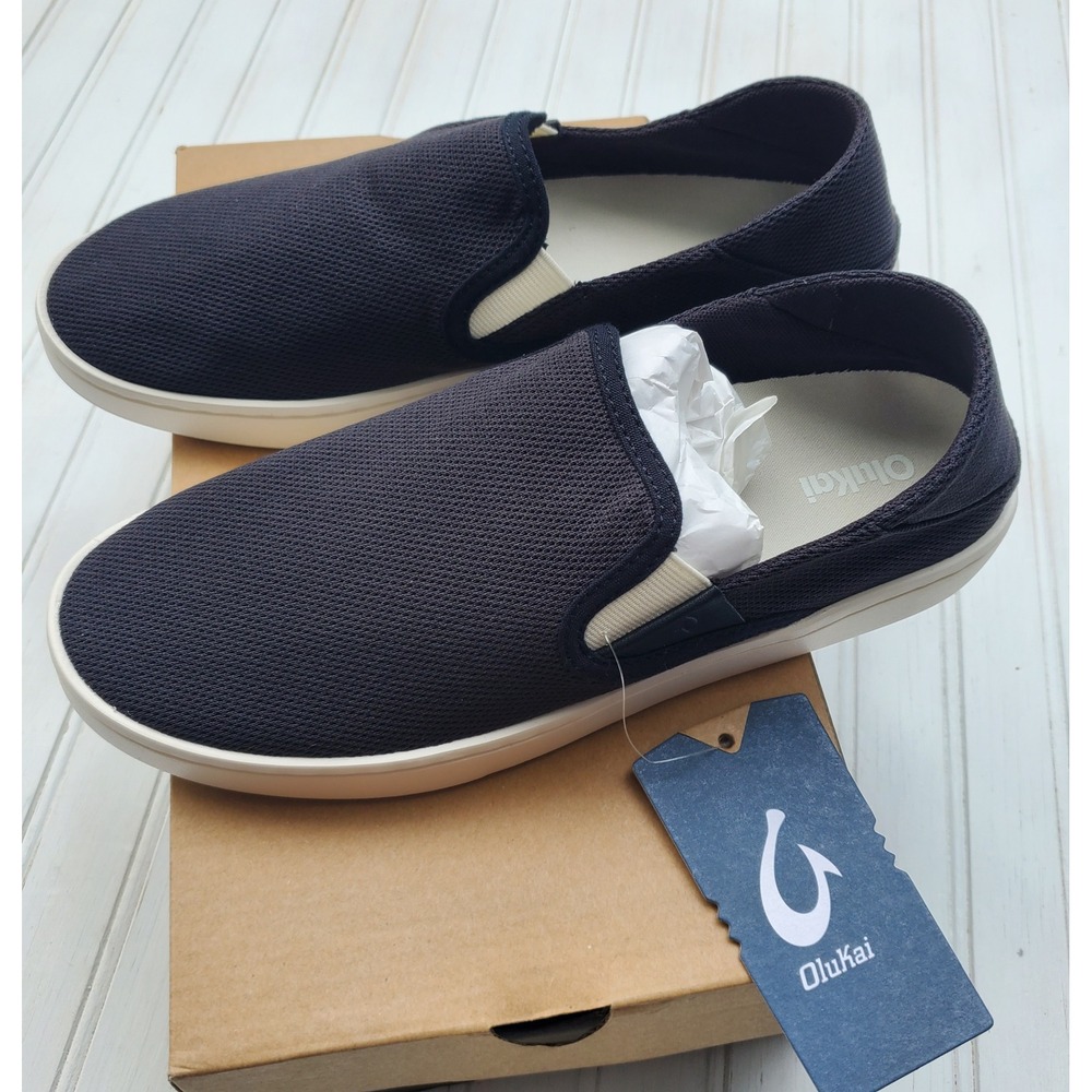 OluKai Pehuea Womens Black Mesh Slip On Sneakers Size 9 Gropcore Vacation Beach